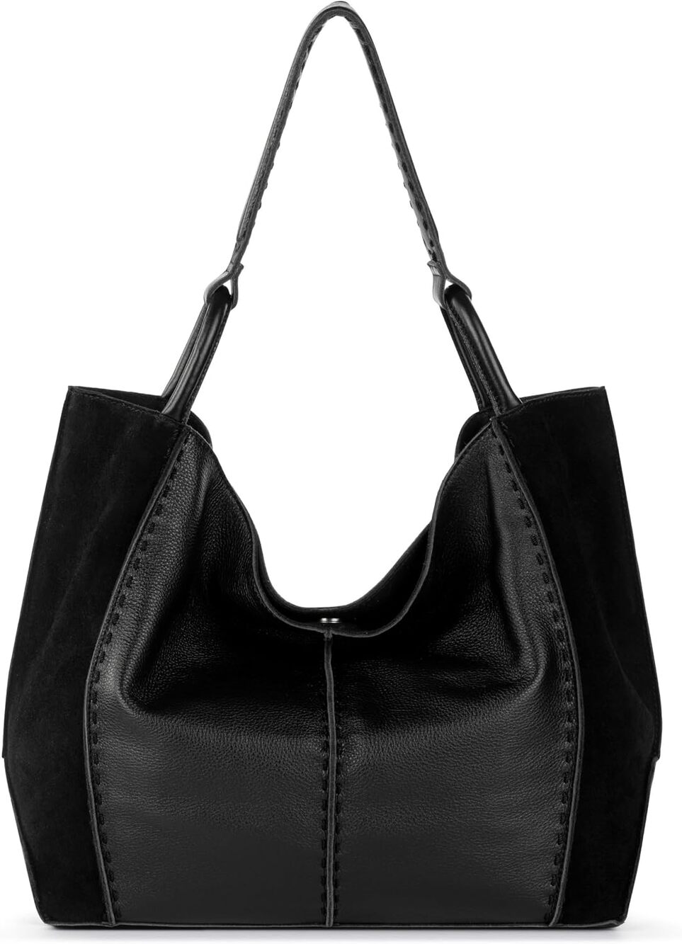 The Sak Los Feliz Large Tote in Black Suede Block